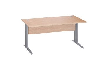 Gerader Tisch Excellens Metall L 160 cm Platte + Holzanbindung gerade hell Eiche - Metallfuß L