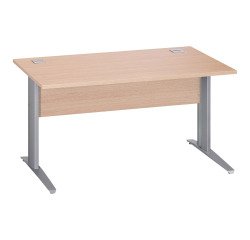 Gerader Schreibtisch Excellens Metall L 140 cm Platte + Sichtblende Holz gerade Eiche hell - Metallfuß L