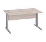 Bureau droit Essens Métal L 140 cm plateau + voile de fond bois droit chêne gris - pied métal L