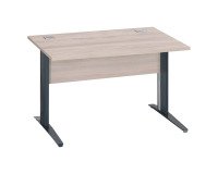 Bureau droit Essens Métal L 120 cm plateau + voile de fond bois droit chêne gris - pied métal L