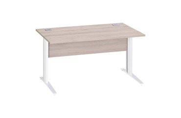 Gerader Schreibtisch Excellens Metall L 140 cm Platte + Sichtblende Holz gerade graue Eiche - Metallfuß L