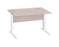 Bureau droit Essens Métal L 120 cm plateau + voile de fond bois droit chêne gris - pied métal L