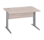 Bureau droit Essens Métal L 120 cm plateau + voile de fond bois droit chêne gris - pied métal L