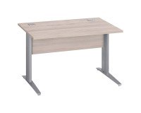 Bureau droit Essens Métal L 120 cm plateau + voile de fond bois droit chêne gris - pied métal L