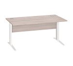 Bureau droit Essens Métal L 160 cm plateau + voile de fond bois droit chêne gris - pied métal L