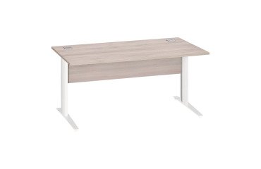 Rechter Schreibtisch Excellens Metall L 160 cm Tischplatte + Sichtblende Holz rechte Eiche Grau - Metallfuß L