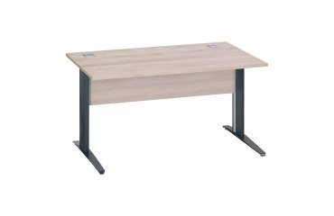 Right desk Excellens Metal L 140 cm top + wood modesty panel gray oak - metal leg L