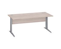 Excellens Gerader Schreibtisch Metall L 180 cm Platte + Holzblende gerade graue Eiche - Metallfuß L