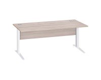 Bureau droit Excellens Métal L 180 cm plateau +voile de fond bois droit chêne gris - pied métal L