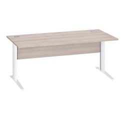 Bureau droit Essens Métal L 180 cm plateau + voile de fond bois droit chêne gris - pied métal L