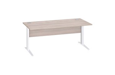 Excellens Gerader Schreibtisch Metall L 180 cm Platte + Holzblende gerade graue Eiche - Metallfuß L