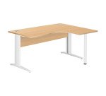 Excellens Compact Desk Metal L 160 cm right return top + wood modesty panel beech - metal leg L