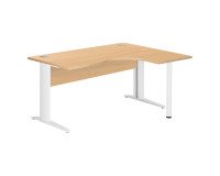Excellens Compact Desk Metal L 160 cm right return top + wood modesty panel beech - metal leg L