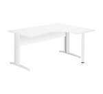 Compact desk Excellens Metal L 160 cm right return top + white straight wood modesty panel - metal leg L