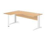 Bureau compact Excellens Métal L 180 cm retour à gauche plateau + voile de fond bois droit hêtre - pied métal L