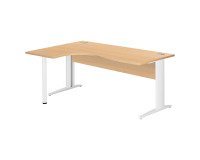 Compact Excellens Metal Desk L 180 cm left return top + modesty panel beech wood straight - metal leg L