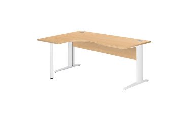 Compact Excellens Metal Desk L 180 cm left return top + modesty panel beech wood straight - metal leg L