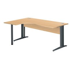 Compact Excellens Metal Desk L 180 cm left return top + modesty panel beech wood straight - metal leg L