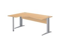 Compact Excellens Metal Desk L 180 cm left return top + modesty panel beech wood straight - metal leg L
