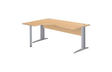 Kompaktes Büro Excellens Metall L 180 cm Rückkehr nach links Platte + Holzrückwand Buche gerade - Metallfuß L