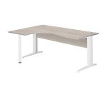 Excellens Metal Compact Desk L 180 cm left return top + straight wooden modesty panel grey oak - metal leg L
