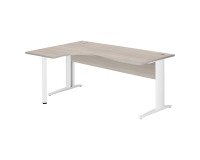 Excellens Metal Compact Desk L 180 cm left return top + straight wooden modesty panel grey oak - metal leg L