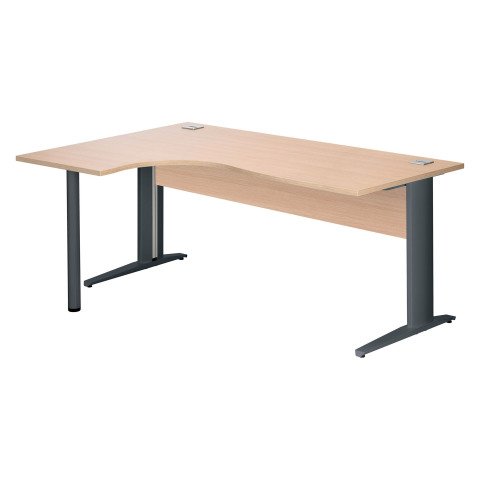 Mesa compacta patas metal "L" Excellens roble claro An 180 cm ala izquierda con panel de fondo recto patas antracitas