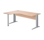 Bureau compact Essens Métal L 180 cm retour à gauche plateau + voile de fond bois droit chêne clair - pied métal L