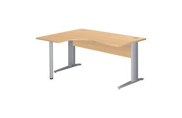 Kompaktbüro Excellens Metall L 160 cm Rückkehr nach links Platte + Holzanlaufblende Buche rechts - Metallfuß L