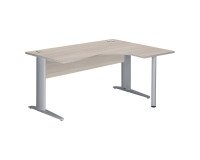 Compact desk Excellens Metal L 160 cm right return top + modesty panel straight gray oak wood - metal leg L