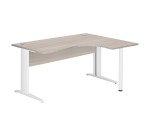 Bureau compact Essens Métal L 160 cm retour à droite plateau + voile de fond bois droit chêne gris - pied métal L