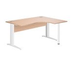 Bureau compact Excellens Métal L 160 cm retour à droite plateau + voile de fond bois droit chêne clair - pied métal L