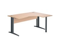 Compact Desk Excellens Metal L 160 cm Right Return Top + Straight Wood Modesty Panel Light Oak - Metal Leg L