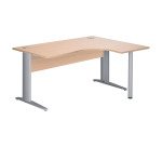 Bureau compact Excellens Métal L 160 cm retour à droite plateau + voile de fond bois droit chêne clair - pied métal L