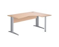 Compact Desk Excellens Metal L 160 cm Right Return Top + Straight Wood Modesty Panel Light Oak - Metal Leg L