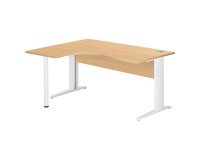 Excellens Compact Metal Desk L 160 cm left return top + straight wood modesty panel beech - metal leg L