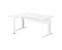 Compact Desk Excellens Metal L 160 cm Left Return Top + Straight White Wooden Modesty Panel - Metal Leg L
