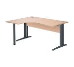 Kompaktes Büro Excellens Metall L 160 cm Rückkehr nach links Platte + Holztischblende gerade, helles Eichenholz - Metallfuß L