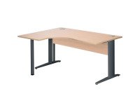 Bureau compact Excellens Métal L 160 cm retour à gauche plateau + voile de fond bois droit chêne clair - pied métal L