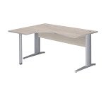Bureau compact Essens Métal L 160 cm retour à gauche plateau + voile de fond bois droit chêne gris - pied métal L