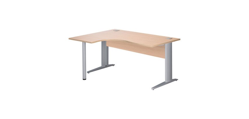 Bureau compact Essens Métal L 160 cm retour à gauche plateau + voile de fond bois droit chêne clair - pied métal L