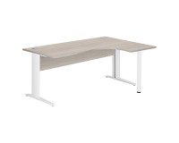 Compact desk Excellens Metal L 180 cm right return top + modesty panel straight wood gray oak - metal leg L