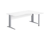 Kompaktes Büro Excellens Metall L 180 cm Rückkehr rechts Platte + Vollholzverkleidung gerade weiß - Metallfuß L