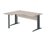 Bureau compact Essens Métal L 160 cm retour à gauche plateau + voile de fond bois droit chêne gris - pied métal L