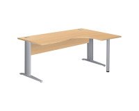 Compact Desk Excellens Metal L 180 cm right return top + modesty panel straight beech wood - metal leg L