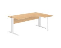 Compacte werkpost Excellens Metaal L 180 cm bijzet rechts bovenblad + rechte houten beenafscherming beuk - metalen L-vormige poot