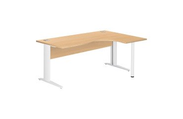 Kompakter Schreibtisch Excellens Metall L 180 cm Rückseite rechts Platte + Holzblende Buche - Metallfuß L