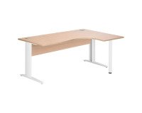 Compact workstation Excellens Metal L 180 cm right side table top + straight wooden leg shield light oak - metal L-shaped leg