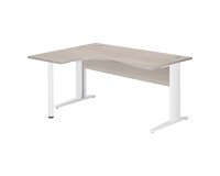 Compact desk Excellens Metal L 160 cm left return top + wood modesty panel straight gray oak - metal leg L