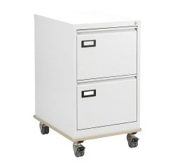 Pack classeur pour dossiers suspendus Pro C. en métal- monobloc  2 tiroirs + socle à roulettes beige